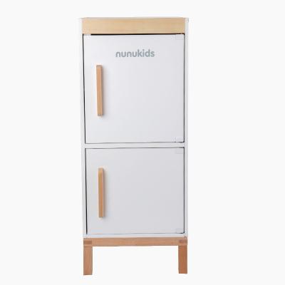 China Preschool Kids Play Set NUNUKIDS White Pretend Fridge Toy Sets Children's Play Set Furniture Toys For Children Wooden for sale