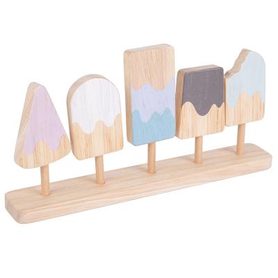 China Custom Wooden Simulation Food Toys Children Kids Wooden Ice Cream Shop Toy Play Set for sale