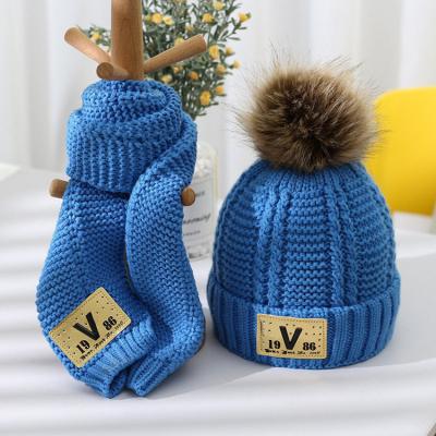 China European and American character two-piece set baby brand fashion autumn and winter children's hats woolen thickened warm hats new for sale