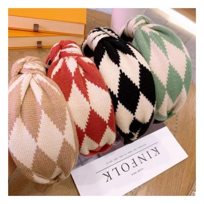 China New cc autumn and winter fashion diamond hair circle temperament wide edge woolen hair circle all kinds brand hair accessories wholesa for sale