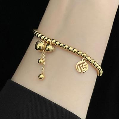 China New style European and American luxury brand cc bracelet cc bracelet 18K gold blessing character fancy pearl woven high-end leather bracelet for sale