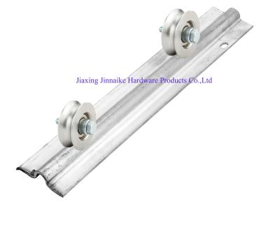 China U V groove hanging door track rollers double closet door hanging track rail hardware for sale