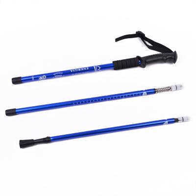 China Durable Alpenstock Telescopic Handle Three Straight Sections Aluminum Trekking Walking Canes Folding Canes For Camping for sale