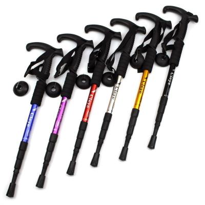 China New fashion durable folding ultralight alpenstock increasing stick foldable shockproof climbing stick for sale