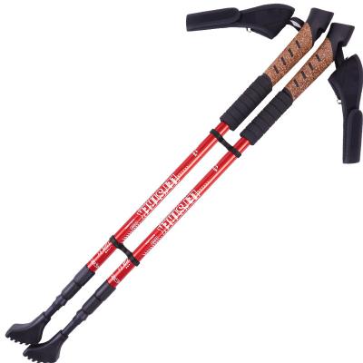 China 2022 New Multifunctional Outdoor 3 Section Durable Trekking Pole Aluminum Alloy Fashionable Walking Traveling Canes for sale