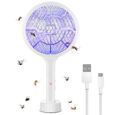 China Durable Professional Electric Rechargeable Household Mosquito Swatter Super-Strong Automatic Fly Two-in-One Electric Swatter for sale