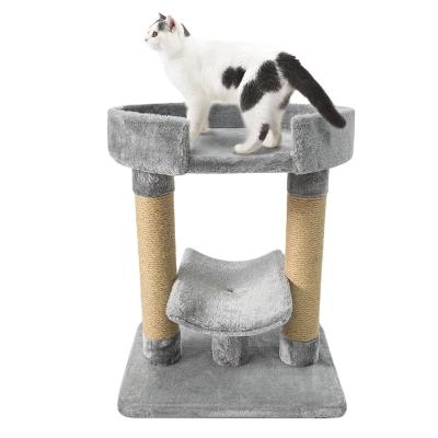 China Sustainable Wooden Toy Foldable Cat Tree Scratcher Interactive Cardboard Fiber Sisal Climbing Tower for sale