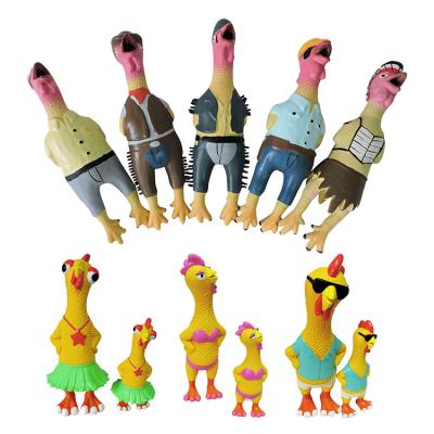 China Viable Custom Screaming Toy PR Bites Chew Resistant Squeaky Pet Rubber Chicken Dog Toy for sale