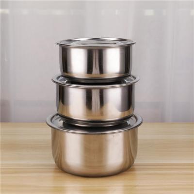 China Hot Selling Cooking Pot Stocked In Southeast Asia 410 Stainless Steel Kitchenware 3 Sets for sale