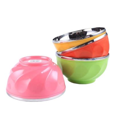 China Hot Sale 6pcs Children's Stocked Colorful Bowl Set 15cm Stainless Steel Food Bowl for sale