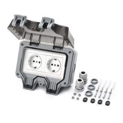 China Industrial Two German waterproof socket box IP66 outdoor garden lawn for sale