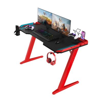 China Others AIWO Custom Z K Shape RGB Light Gamer Gaming Computer Desk Black Red Table For Laptop PC for sale