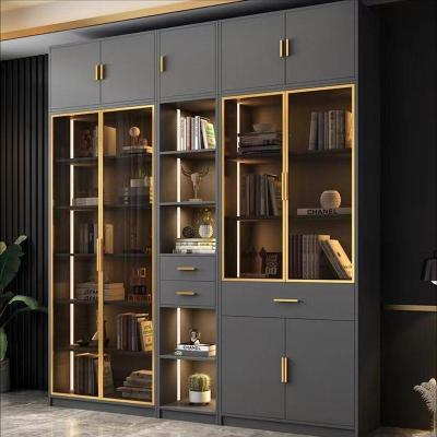 China Modern (Height)Adjustable Book Storage Book Storage Cabinet Books Case Glass Door with LED Light Display Bookcase for sale