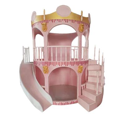 China Modern American UK Europe Style All Double-Layer Solid Wood Children's Bed With Slide Princess Castle Bunk Bed Round Beds for sale