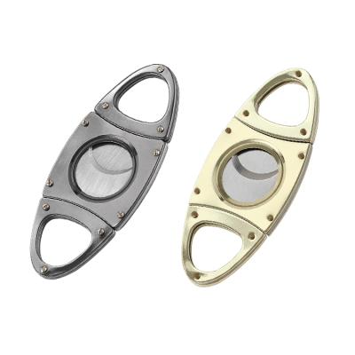 China European and American Stainless Steel Double Blade Portable Cigar Cutter Knife Cutter Portable Customization for sale