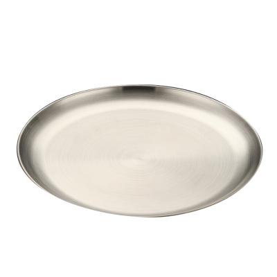 China Viable Korean BBQ Dish Stainless Steel Style Single Layer Thick Golden Dessert Shake Western Kitchen Barbecue Dish for sale