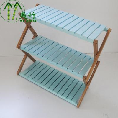 China (Size) 2019 Wholesale Adjustable 3 Tier Foldable Bamboo Folding Shoe Rack for sale