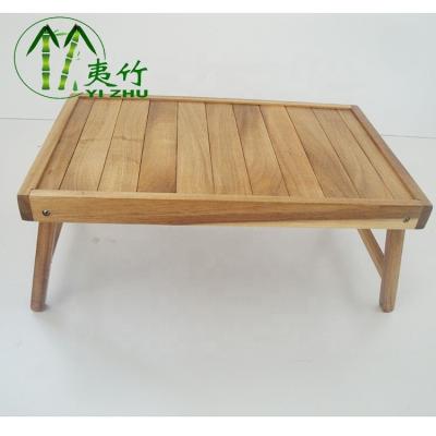 China Yihua Sustainable Hot Sale Bamboo Acacia Wooden Folding Bed Breakfast Serving Tray With Legs for sale