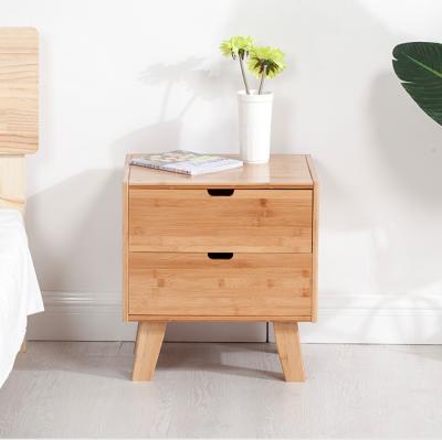 China Mid Century Nightstand Sustainable Bamboo 100% Natural Modern Lacquer Side End Table, 2 Drawer Table. for sale