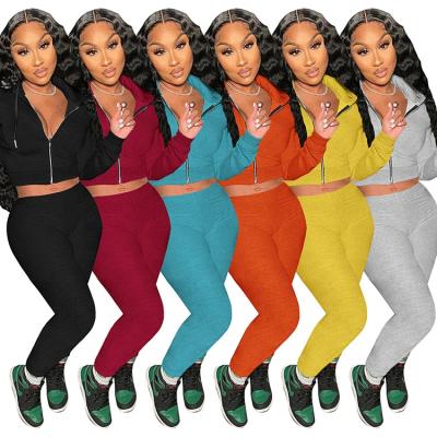 China Wholesale Sweatsuit Women's Breathable Thick Joggers Hoodie Winter Pants Set Two-Piece Crop Top 2 Piece Workout Tracksuit for sale