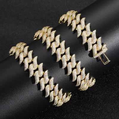 China Hiphop The New 18mm Miami Lock Spikes Thorns Necklace Full Of Hip Hop Jewelry Cubic Zirconia Necklace for sale