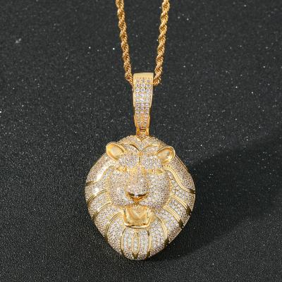 China Hiphop new lion head hip pendant hop micro-inlaid zircon two color personality hiphop pendant for sale