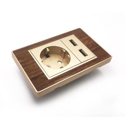 China US standadrd Germany euro oultlet series 2.1A 5V double wooden wall socket usb for sale