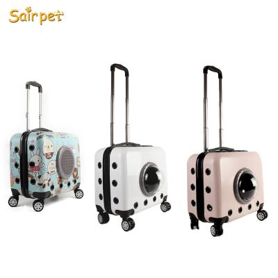 China Breathable Pet Travel Carrier Trolley Crate Pet Cages Carriers Multifunctional Portable Universal Wheel for sale