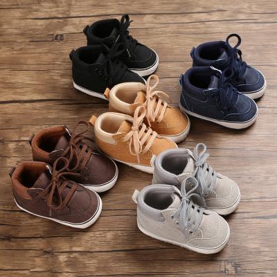 China Children's Casual Shoes Soft Sole Solid Color Comfortable Lace Up High Top Shoes for Children for sale