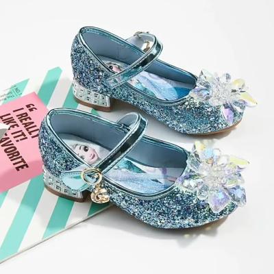 China Girls Flower Princess Flat Sandals Shoes Wrap High Heel Crystal Baby Girls Sequins Princess Shoes for sale