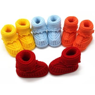 China Winter Warm Baby Knitted Casual Boots Solid Color Handmade Crochet Wool Baby Girl High Boots Shoes Unisex for sale