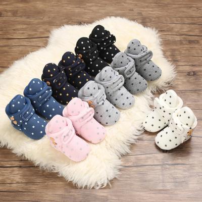 China Hot Sale Autumn and Winter Toddler Winter Walk Boots Star Print Cotton Fabric Newborns Baby Warm Snow Boot for sale