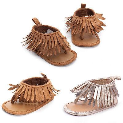 China Summer Newborn Baby Sandals Girls First Walkers Soft Sole Prewalker 0-12m Baby Tassel Sandals for Girls for sale