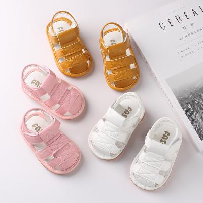 China Simple Pu Leather Baby Sandals Solid Color Toddler Girls Baby Cow Muscle Soft Sole Casual Sandal for sale