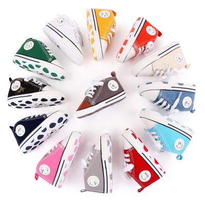 China Simple Canvas Kids Baby Casual Shoes Breathable Lace Up Newborn Baby Sneakers Casual Shoes for sale