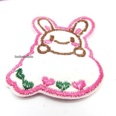 China Eco-friendly Customized Cute Garment Label Low MOQ Rabbit Embroidery Patch For Kid Clothing for sale