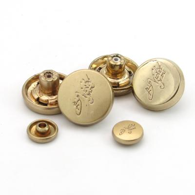 China Custom Dry Cleaning Gold Plating 18mm Round Metal Jeans Button for sale