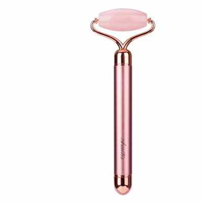 China Face Lift Amitis Single Head Electric Vibrating Rose Quartz Jade Electric Roller Face Massager for sale