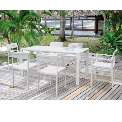 China Modern Modern design outdoor dining table set manufacturer aluminum garden 7 pcs Tables And Chairs Set for sale