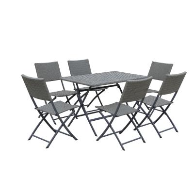 China Modern High Quality Lightweight Garden Steel Pe Rattan Restaurant Foldable Folding Dining Table And Chairs Set for sale