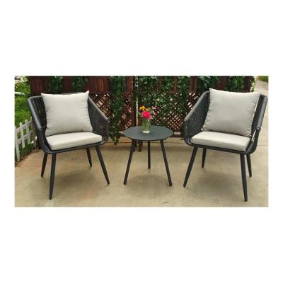 China Modern Hot Selling Rope Steel Frame Indoor Garden Outdoor Dining Table And Chairs And Tables Set For Dining Room for sale