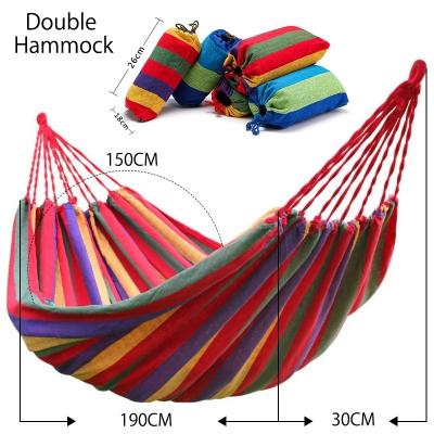 China Contemporary Outdoor Hammock Portable Garden Hammock Sports Home Travel Camping Swing Canvas Stripe Hang Bed Hammock for sale