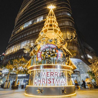 China Fashionable LED Steel Frame Artificial Outdoor Metal Christmas Tree Commercial Christmas Cone Tree for sale