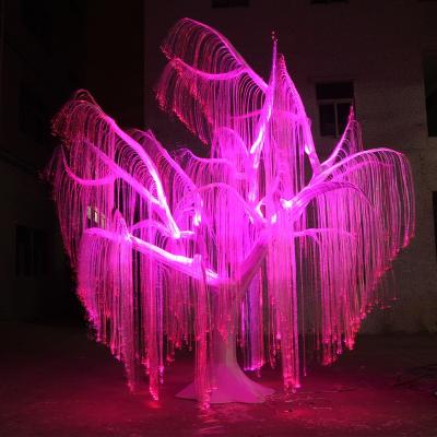 China Waterproof Outdoor Holiday Outdoor Decoration RGB Color Changing Led Musical Fiber Optic Christmas Tree Willow Fiber Optic Light Tree for sale