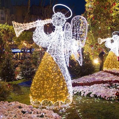 China Fashionable Gorgeous Led 3D Motif Angel Light Lighted Angel Outdoor Decoration 3M Angel  PVC Xmas decoration for sale