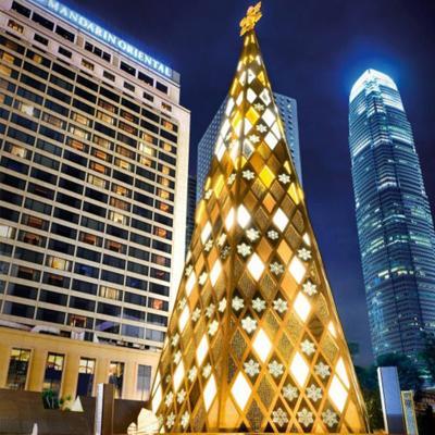 China City Center Plaza Splendid Handmade Commercial Scene LED Christmas Tree with Decorative Snowflakes for Shopping Center and Retailer Display for sale