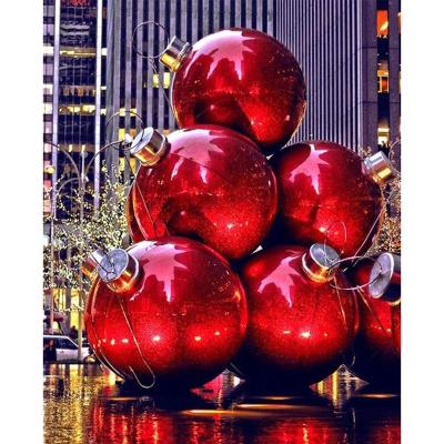 China City Center Plaza 120cm Giant Outdoor Christmas Fiberglass Decorated Ball Giant Big Large Balls Fountain Pool Garden Decor for sale