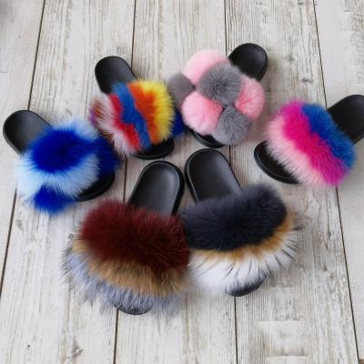 China 2021 Fashion Trend Women's Summer Bedroom Sandals Fluffy Shoes, Luxury Copy Logo Faux Fur Slides Slippers for sale