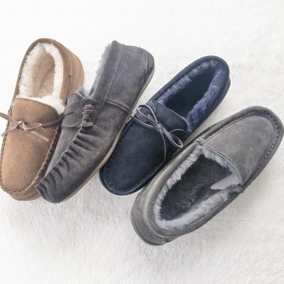 China Logo Sheepskin Men's Genuine Leather Slippers Customized Lit for sale