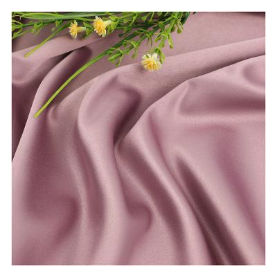 China QUICK DRY polyester spandex fabric imitated satin silk woven fabric elastic bright smooth fabric for women home clothes wear dress textile for sale